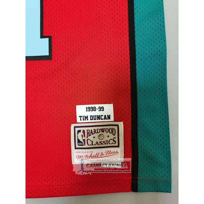 Camiseta San Antonio Spurs Tim Duncan NO 21 Mitchell & Ness 1998-99 Rosa